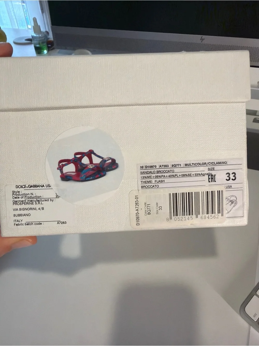 Dolce & Gabbana Red and Blue Embroidered T-Strap Sandals with Gold DG Accent